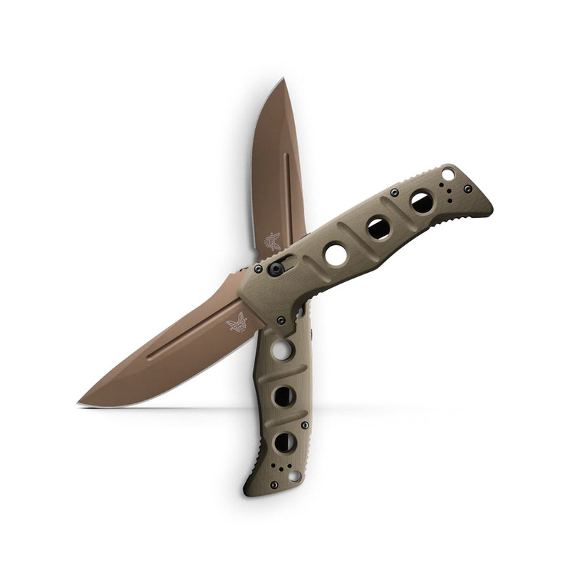 Benchmade Shane Sibert AUTO Adamas Folding Knife 3.78" FDE Blade OD Handles
